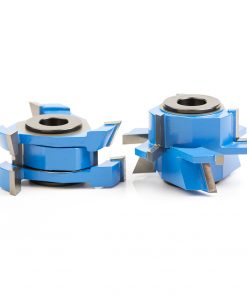 SC565 2-Piece Carbide Tipped 3-Wing Instile & Rail Adjustable Cabinet Door 22-1/2 Degree Bevel x 2-3/8 Dia x 1-1/16 to 1-21/64 x 1/2 & 3/4 Bore Set for 5/8 to 1-1/4 Material