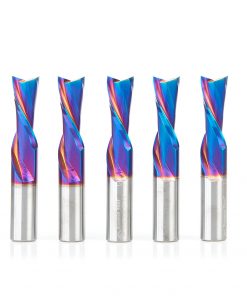 Amana 46206-K-5 5pc Pack - 1/2 x 1-1/4 2FL Solid Carbide Spektra Down-Cut Spiral Router Bit 1/2" Shank