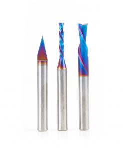Amana AMS-251-K 3-Pc CNC Spektra, Extreme Tool Life Coated Signmaking Pack, 1/4 Inch Shank