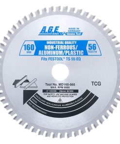 AGE MD160-565 160mm x 56T TCG Non-Ferrous & Plastic Saw Blade 20mm Bore