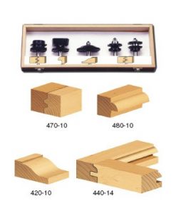 Timberline 440-14 1-5/8 x 1-1/16 C/T 2FL Concave Stile & Rail Set w/Bottom Bearing 1/2" Shank