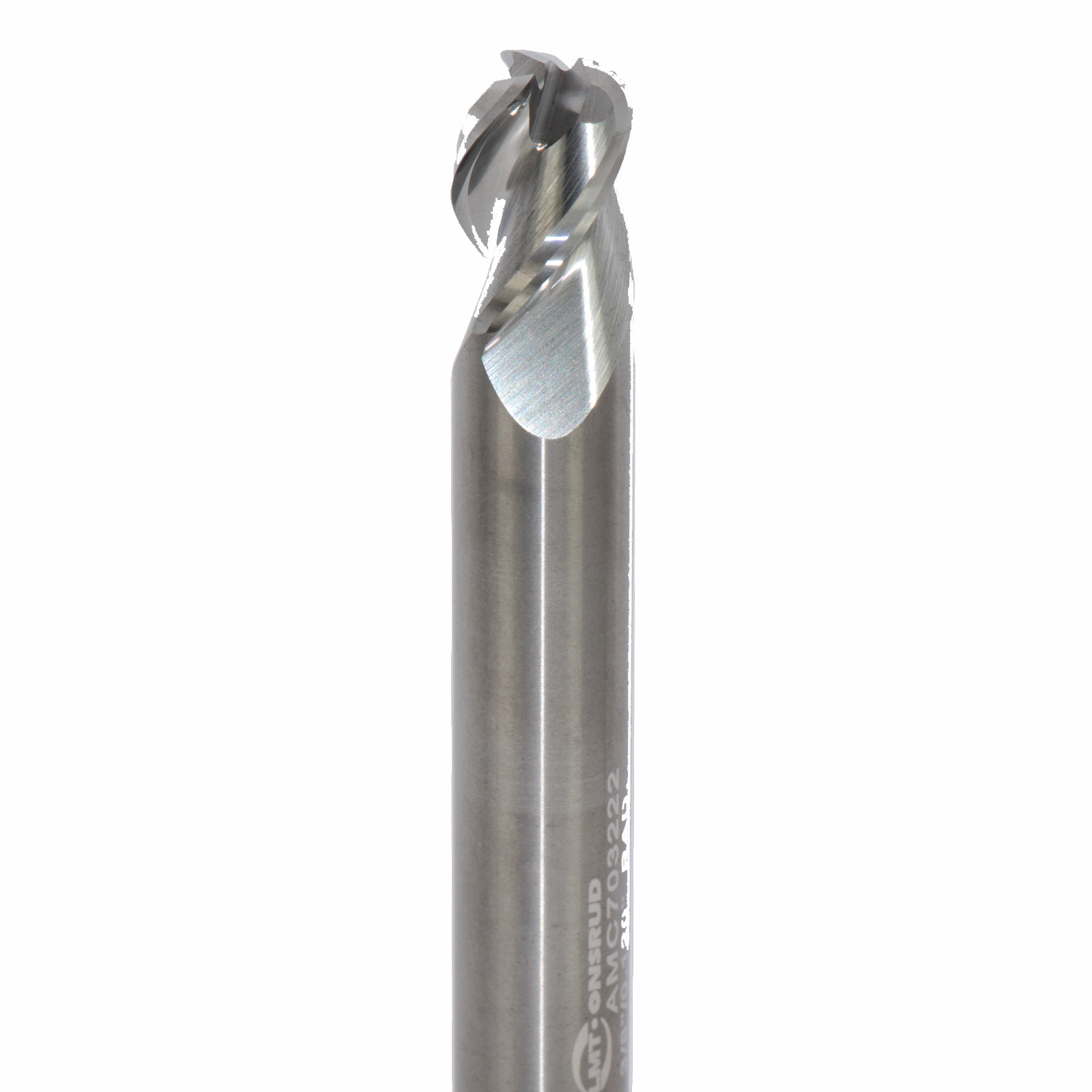 Onsrud AMC703222 Solid Carbide end mill 3FL 3/8 x 1/2 x 2-1/2 OAL 0.120 CR For ISO N Non-Ferrous, Aluminum, Brass, Bronze, Copper, 3/8 Shank, N/A Coated