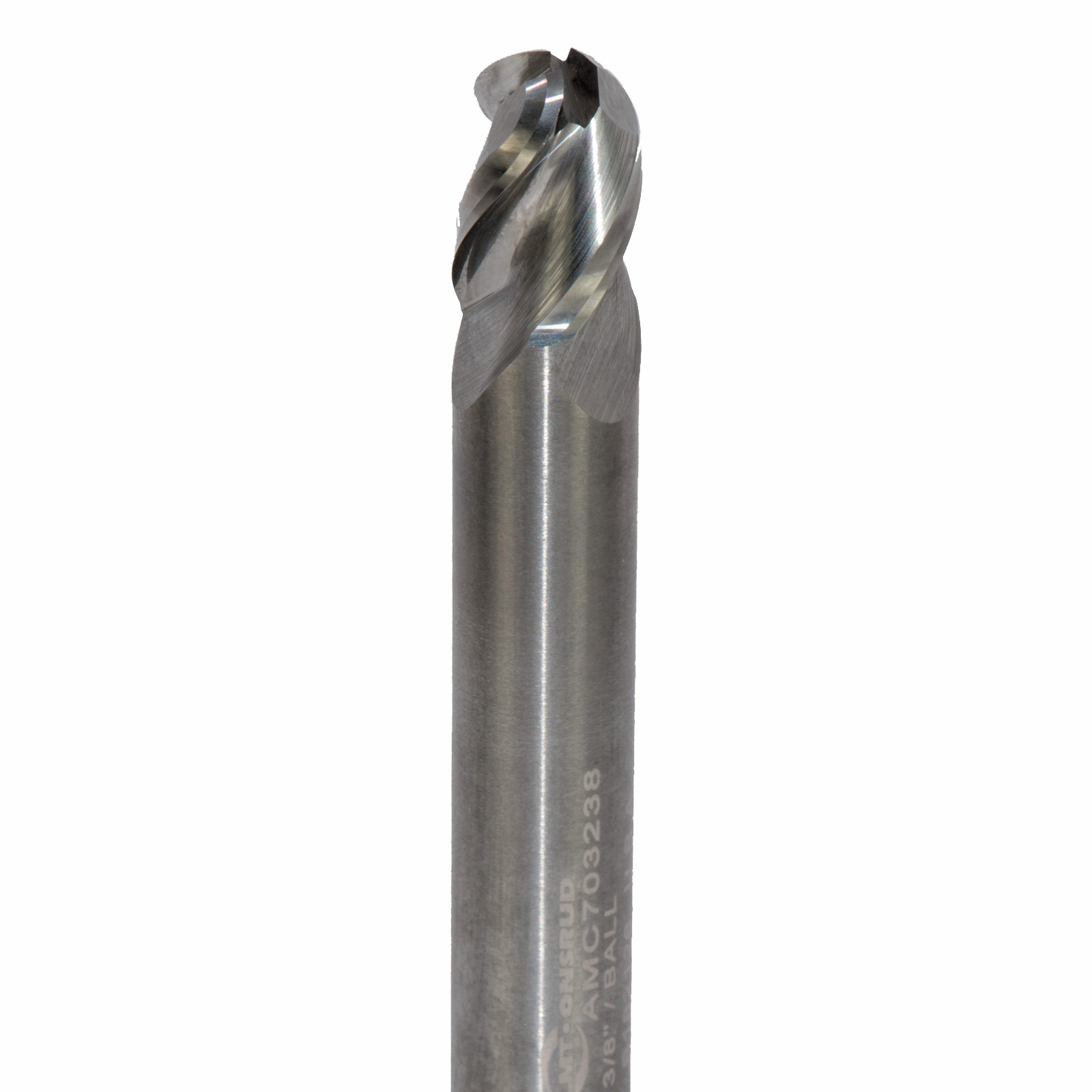 Onsrud AMC703239 Solid Carbide end mill 3FL 3/8 x 1/2 x 2-1/2 OAL Ball CR For ISO N Non-Ferrous, Aluminum, Brass, Bronze, Copper, 3/8 Shank, ZrN Coated