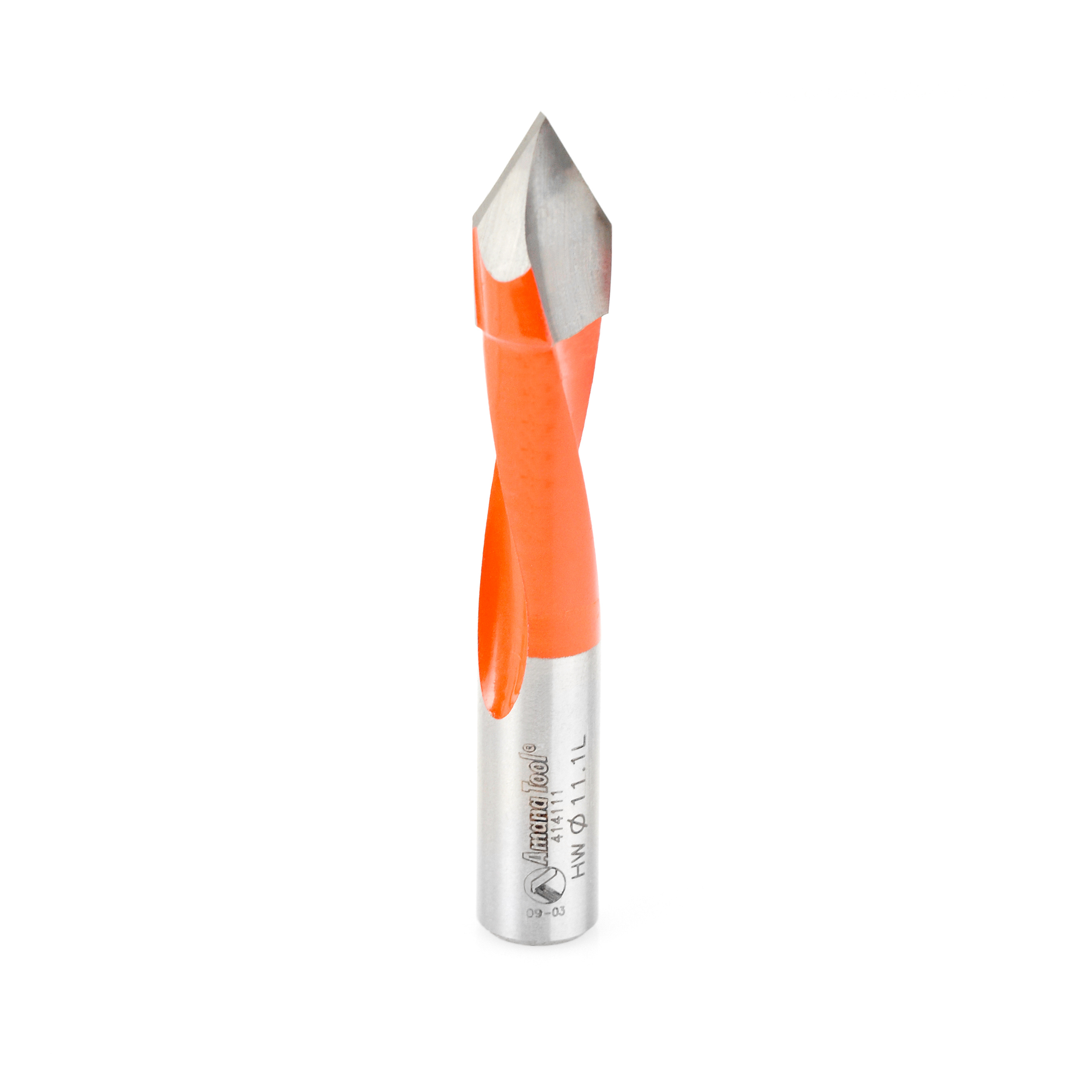 Amana 414111 Carbide Tipped Through-Hole Boring Bit L/H 7/16 Dia x 70mm Long x 10mm Shank