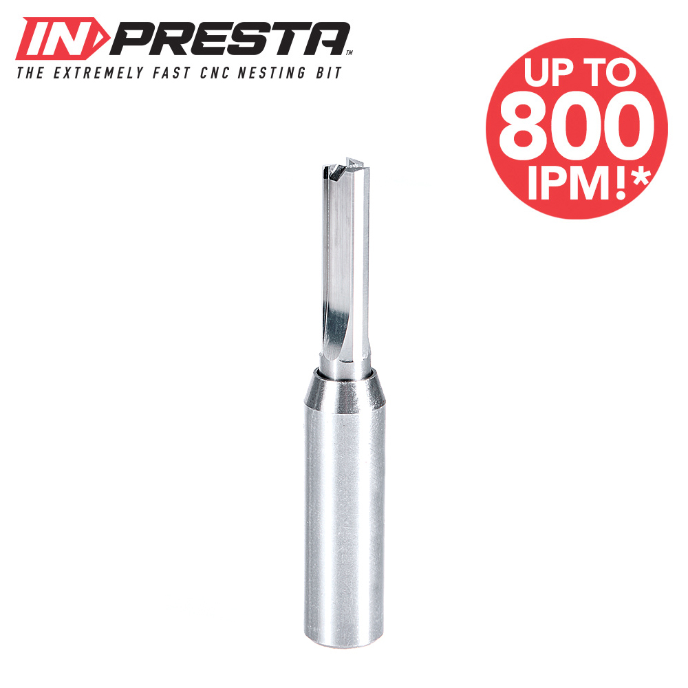 Amana 45186-3 In-Presta, 3 Flute Solid Carbide (Brazed To Steel Shank) Straight Plunge High Production 5/16 Dia x 1-1/8 Inch x 1/2 Shank