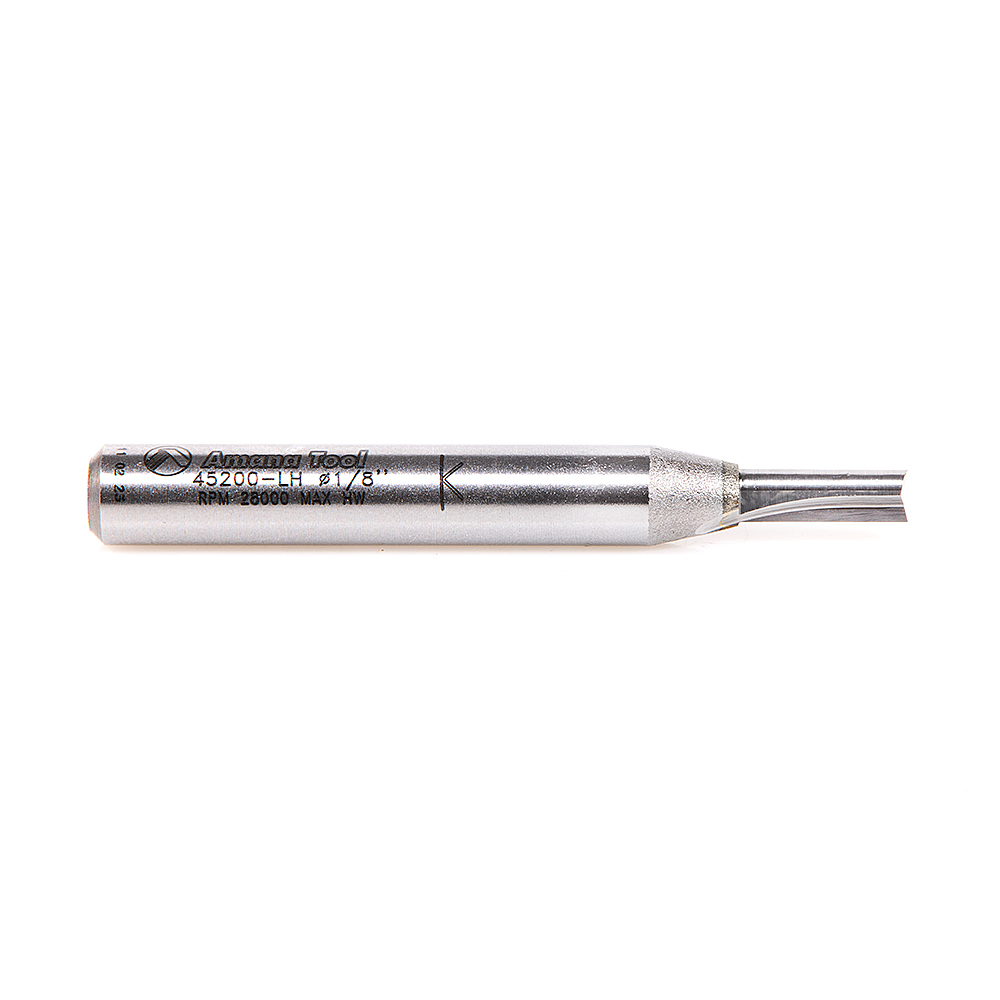 Amana 45200-LH Solid Carbide Cutting Edge Straight Left Hand Plunge High Production 1/8 Dia x 7/16 x 1/4 Inch Shank