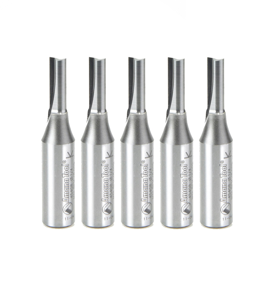 Amana 45408-5 5-Pack Solid Carbide Cutting Edge Straight Plunge High Production 1/4 Dia x 3/4 x 1/2 Inch Shank