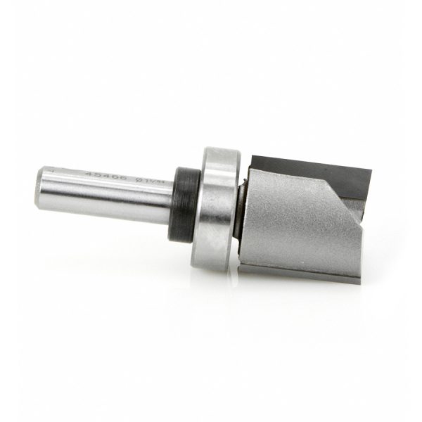 Amana 45466 Carbide Tipped Flush Trim Plunge Template 1 Inch Dia x 1 Inch x 3/8 Shank with Upper BB