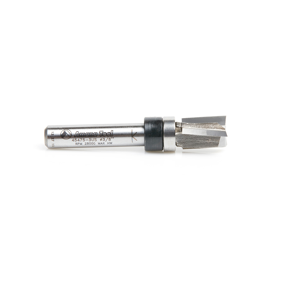 Amana 45475-3US Carbide Tipped Up Shear Face Plunge Template 3/8 Dia x 1/2 x 1/4 Inch Shank with Upper BB