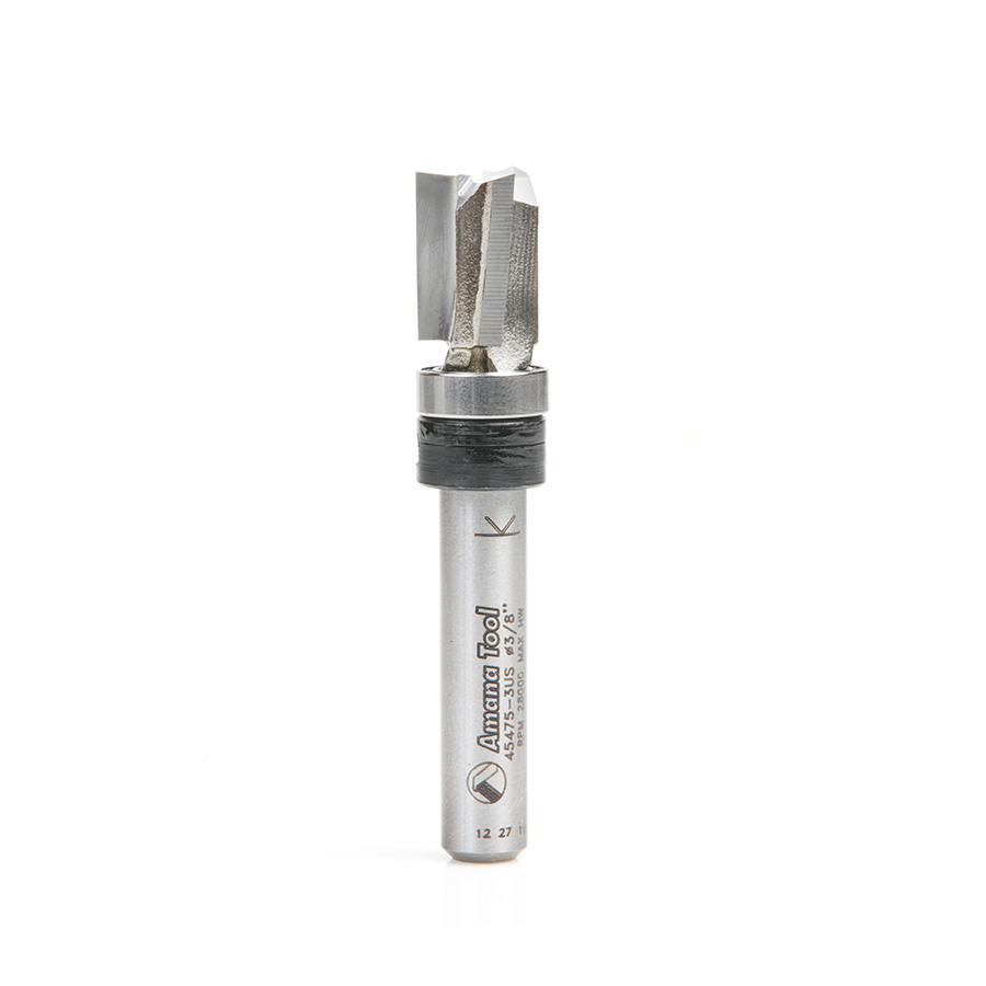 Amana 45475-3US Carbide Tipped Up Shear Face Plunge Template 3/8 Dia x 1/2 x 1/4 Inch Shank with Upper BB