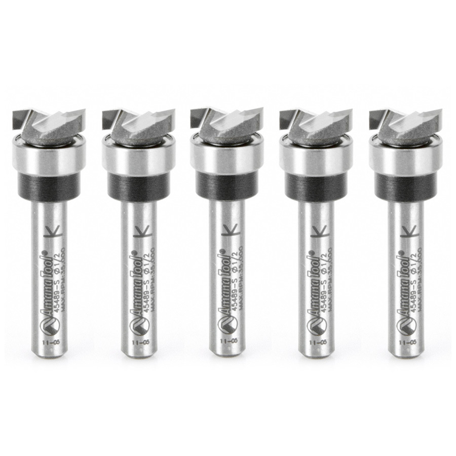 Amana 45489-S-5 5 Pack Carbide Tipped Dado Clean Out 1/2 Dia x 1/8 x 1/4 Inch Shank with Upper BB