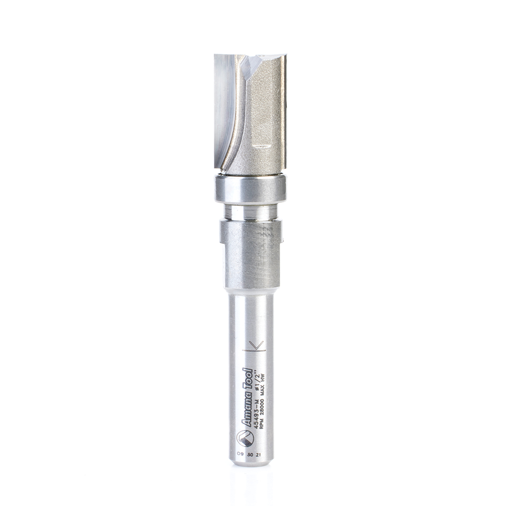 Amana 45493-M Carbide Tipped Flush Trim Plunge Template 1/2 Dia x 3/4 x 8mm Shank with Upper BB