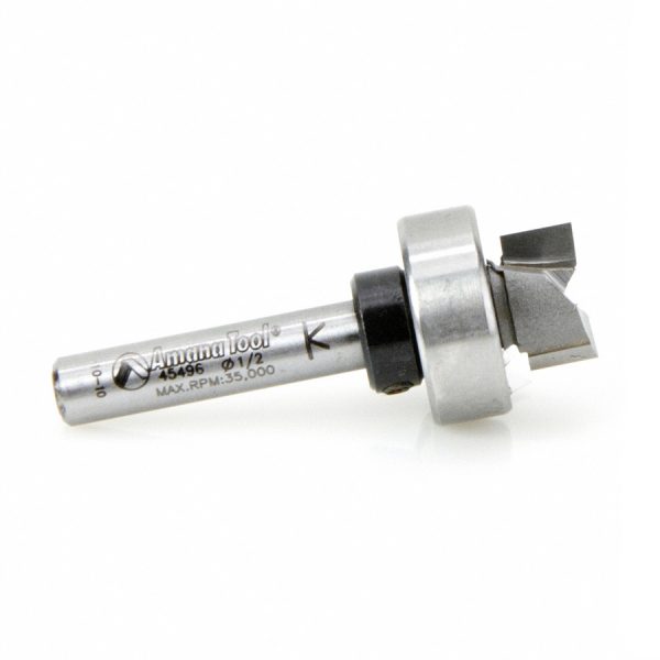 Amana 45496 Carbide Tipped Flush Trim Plunge Template 1/2 Dia x 1/4 x 1/4 Inch Shank with Oversized Upper Ball Bearing