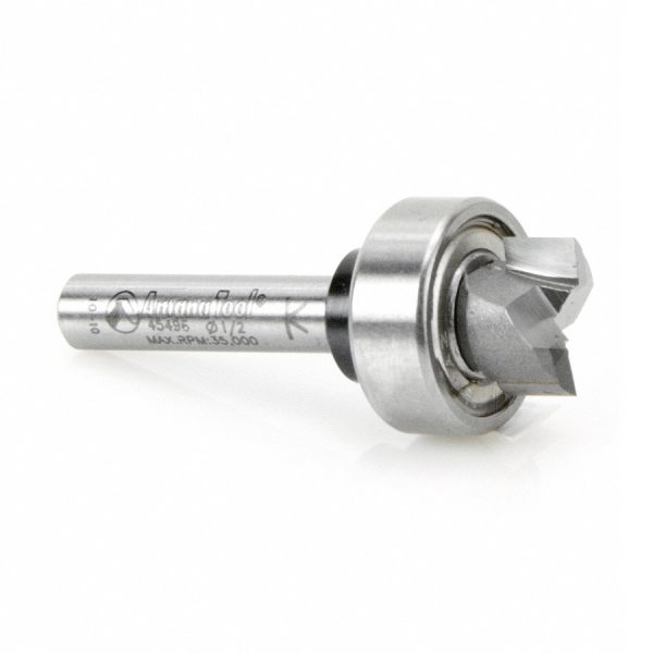 Amana 45496 Carbide Tipped Flush Trim Plunge Template 1/2 Dia x 1/4 x 1/4 Inch Shank with Oversized Upper Ball Bearing