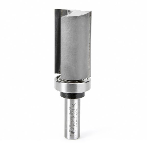 Amana 45551 Carbide Tipped Flush Trim Plunge Template 1-1/8 Dia x 2 Inch x 1/2 Shank with Upper BB