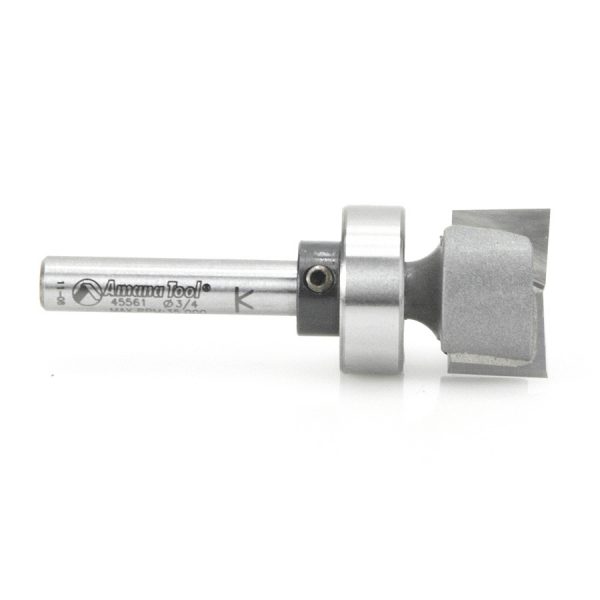 Amana 45561 Carbide Tipped Bottom Cleaning 3/4 Dia x 7/16 x 1/4 Inch Shank with Upper BB & Upshear Design
