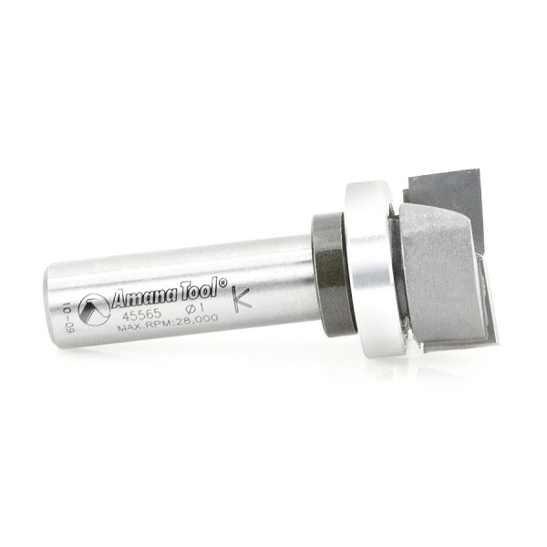 Amana 45565 Carbide Tipped Bottom Cleaning 1 Inch Dia x 7/16 x 1/2 Shank with Upper BB & Upshear Design