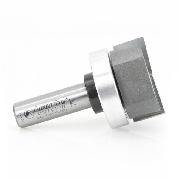 Amana 45567 Carbide Tipped Bottom Cleaning 1-1/2 Dia x 5/8 x 1/2 Inch Shank with Upper BB & Upshear Design