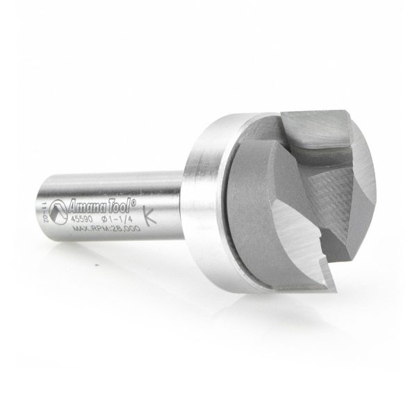 Amana 45590 Carbide Tipped Mortising 1-1/4 Dia x 1/2 x 1/2 Inch Shank with Upper BB
