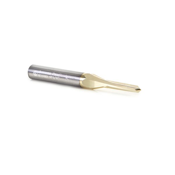 Amana 45609 "Zero-Point" 90 Degree V-Groove and Engraving 1/8 Dia x 1/16 x 1/4 Shank ZrN Coated Router Bit