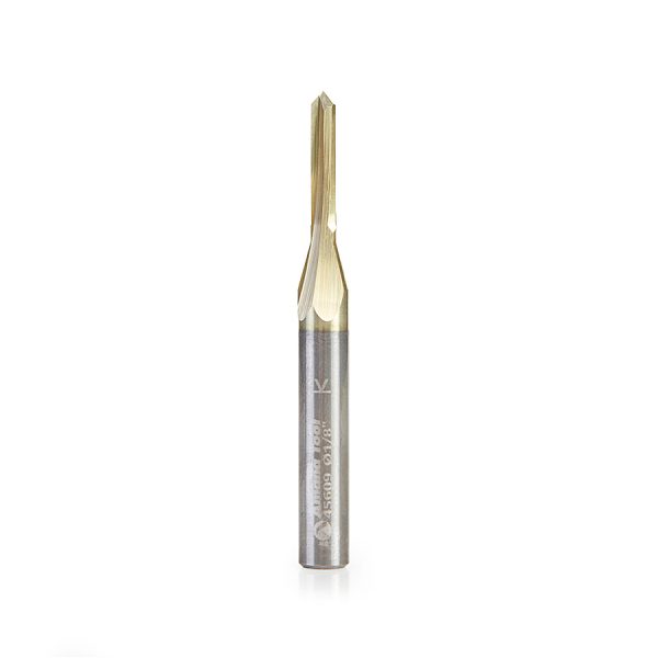 Amana 45609 "Zero-Point" 90 Degree V-Groove and Engraving 1/8 Dia x 1/16 x 1/4 Shank ZrN Coated Router Bit