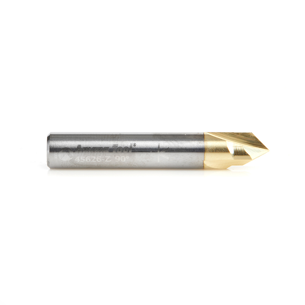 Amana 45626-Z "Zero-Point" 90 Degree V-Groove and Engraving 1/4 Dia x 1/8 x 1/4 Shank ZrN Coated Router Bit