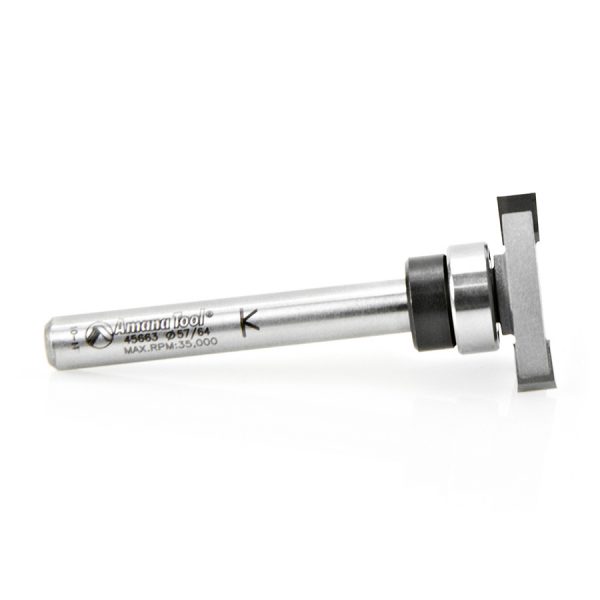 Amana 45663 Carbide Tipped Flooring Straight Dedicated Cutter .894 Dia x 4.5mm x 1/4 Inch Shank with Upper BB