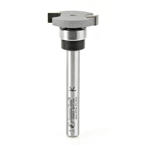 Amana 45663 Carbide Tipped Flooring Straight Dedicated Cutter .894 Dia x 4.5mm x 1/4 Inch Shank with Upper BB