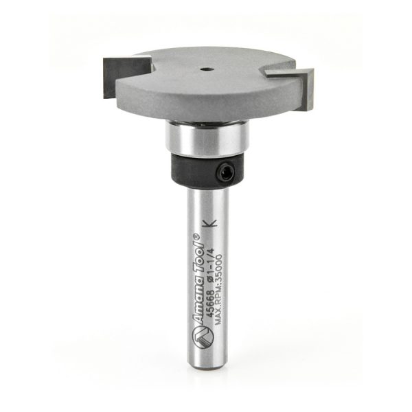 Amana 45668 Carbide Tipped Flooring Straight Dedicated Cutter 1-1/4 Dia x 1/4 x 1/4 Inch Shank with Upper BB
