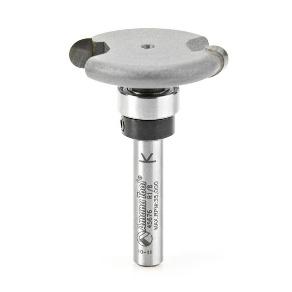 Amana 45676 Carbide Tipped Flooring Rounded Dedicated Cutter 1/8 Radius x 1-1/4 Dia x 1/4 x 1/4 Inch Shank with Upper BB