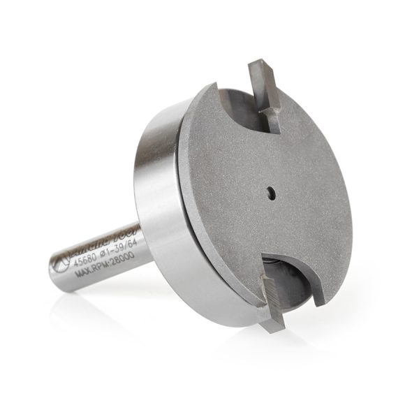 Amana 45680 Carbide Tipped Flooring Straight Dedicated Cutter 1-39/64 Dia x 7/64 x 1/4 Inch Shank Router Bit w/ Upper Ball Bearing