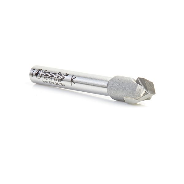 Amana 45701 Carbide Tipped "Zero Point" V-Groove 90 Deg x 3/8 Dia x 11/64 x 1/4 Inch Shank