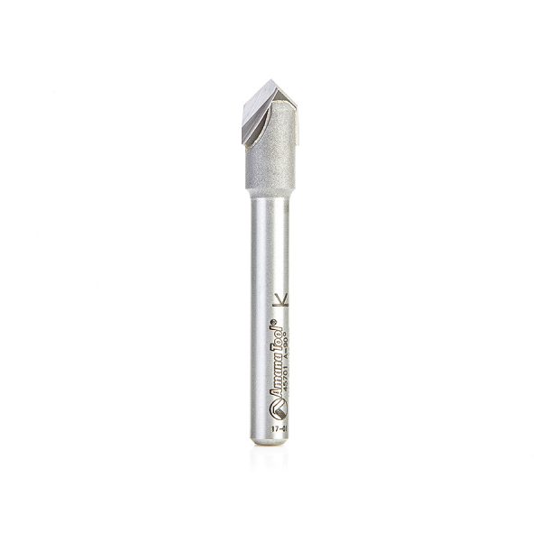 Amana 45701 Carbide Tipped "Zero Point" V-Groove 90 Deg x 3/8 Dia x 11/64 x 1/4 Inch Shank