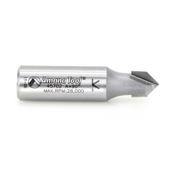 Amana 45702 Carbide Tipped V-Groove 90 Deg x 3/8 Dia x 3/16 x 1/2 Inch Shank