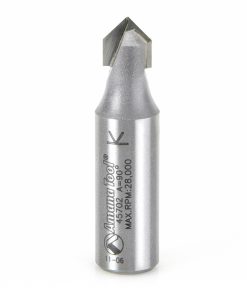 Amana 45702 Carbide Tipped V-Groove 90 Deg x 3/8 Dia x 3/16 x 1/2 Inch Shank