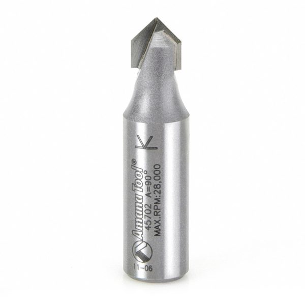 Amana 45702 Carbide Tipped V-Groove 90 Deg x 3/8 Dia x 3/16 x 1/2 Inch Shank