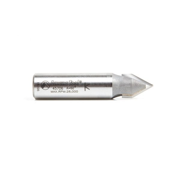 Amana 45706 Carbide Tipped V-Groove 60 Deg x 1/2 Dia x 27/64 x 1/2 Inch Shank