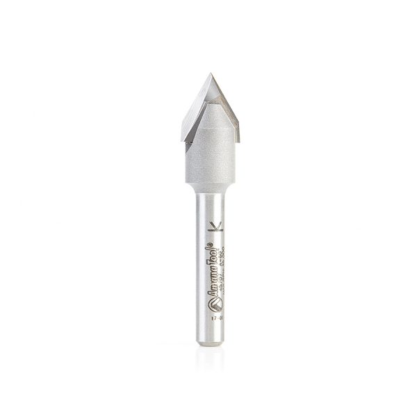 Amana 45707 Carbide Tipped "Zero Point" V-Groove 60 Deg x 1/2 Dia x 13/32 x 1/4 Inch Shank