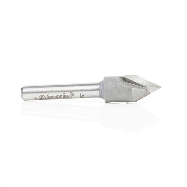 Amana 45707 Carbide Tipped "Zero Point" V-Groove 60 Deg x 1/2 Dia x 13/32 x 1/4 Inch Shank