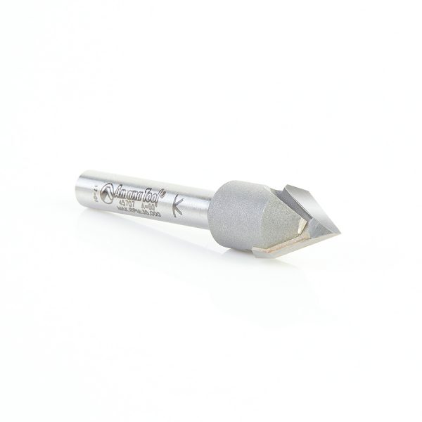 Amana 45707 Carbide Tipped "Zero Point" V-Groove 60 Deg x 1/2 Dia x 13/32 x 1/4 Inch Shank