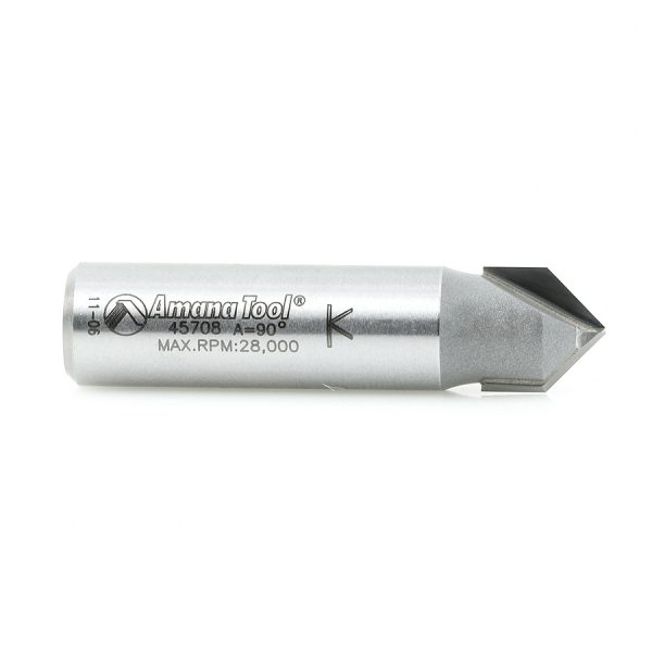 Amana 45708 Carbide Tipped V-Groove 90 Deg x 1/2 Dia x 1/4 x 1/2 Inch Shank
