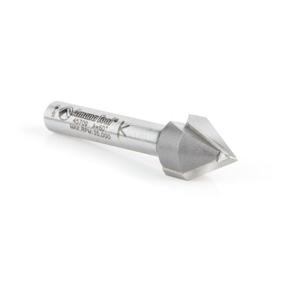Amana 45709 Carbide Tipped V-Groove 60 Deg x 1/2 Dia x 7/16 x 1/4 Inch Shank