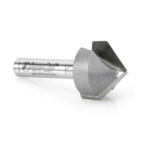Amana 45714 Carbide Tipped V-Groove 90 Deg x 3/4 Dia x 3/8 x 1/4 Inch Shank