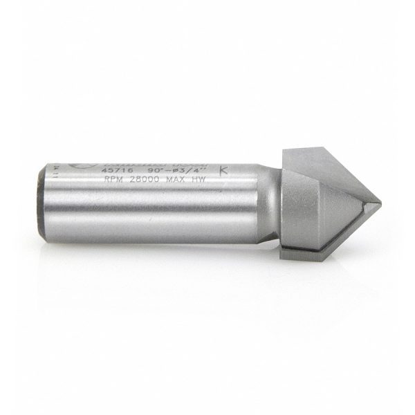 Amana 45716 Carbide Tipped V-Groove 90 Deg x 3/4 Dia x 3/8 x 1/2 Inch Shank