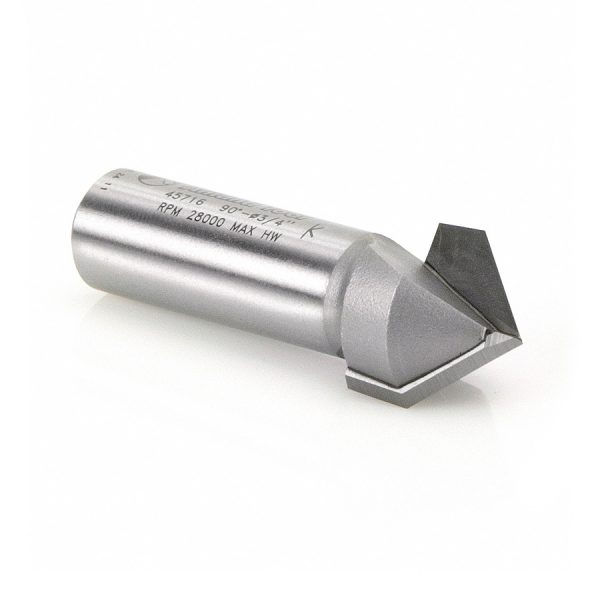 Amana 45716 Carbide Tipped V-Groove 90 Deg x 3/4 Dia x 3/8 x 1/2 Inch Shank