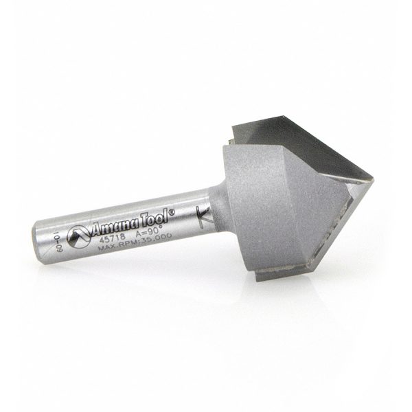 Amana 45718 Carbide Tipped V-Groove 90 Deg x 7/8 Dia x 7/16 x 1/4 Inch Shank