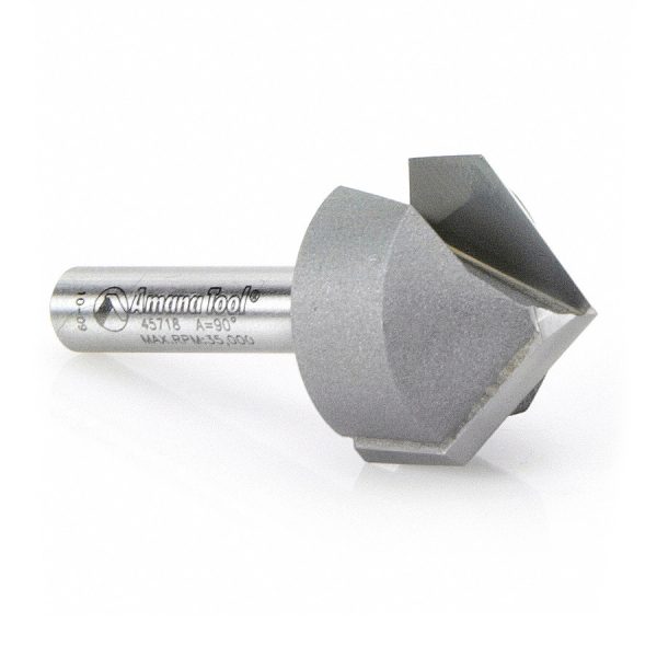 Amana 45718 Carbide Tipped V-Groove 90 Deg x 7/8 Dia x 7/16 x 1/4 Inch Shank