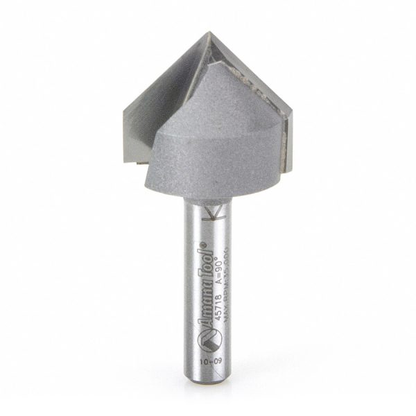 Amana 45718 Carbide Tipped V-Groove 90 Deg x 7/8 Dia x 7/16 x 1/4 Inch Shank