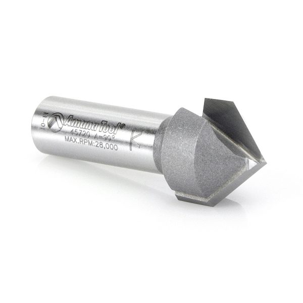 Amana 45720 Carbide Tipped V-Groove 90 Deg x 7/8 Dia x 7/16 x 1/2 Inch Shank