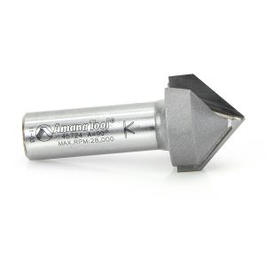 Amana 45724 Carbide Tipped V-Groove 90 Deg x 1 Inch Dia x 1/2 x 1/2 Shank